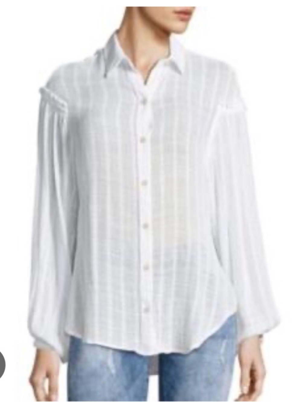 Free People Headed To the Highlands white gauzy button down shirt